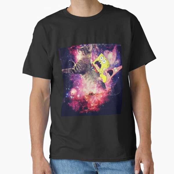 Galaxy cat with spongebob and patrick Classic T-Shirt