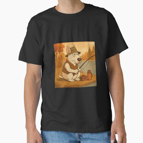 Bull Terrier Fishing by the Forest Lake Classic T-Shirt