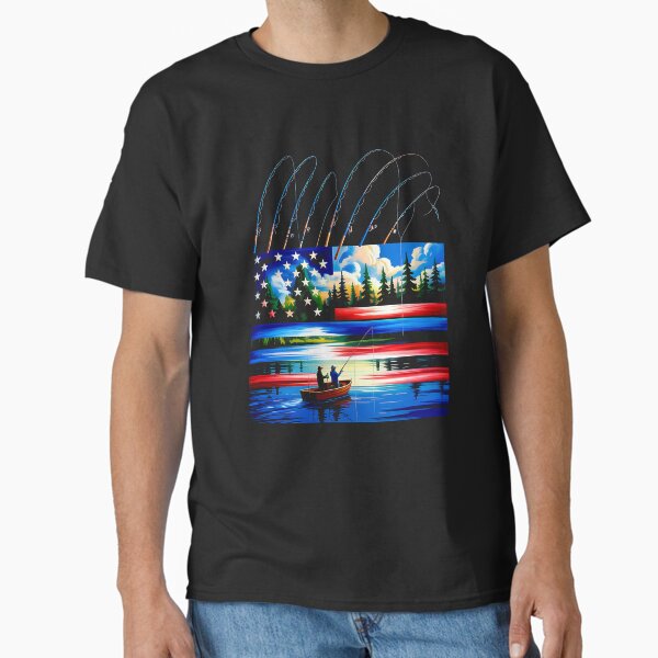 Funny American Flag Fish Fisherman American Flag Fishing Classic T-Shirt