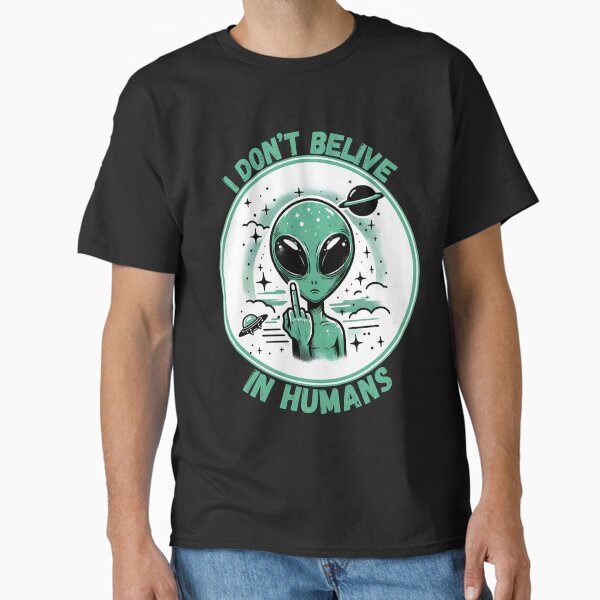 Alien Attitude – Funny Retro UFO Middle Finger Space Art Classic T-Shirt