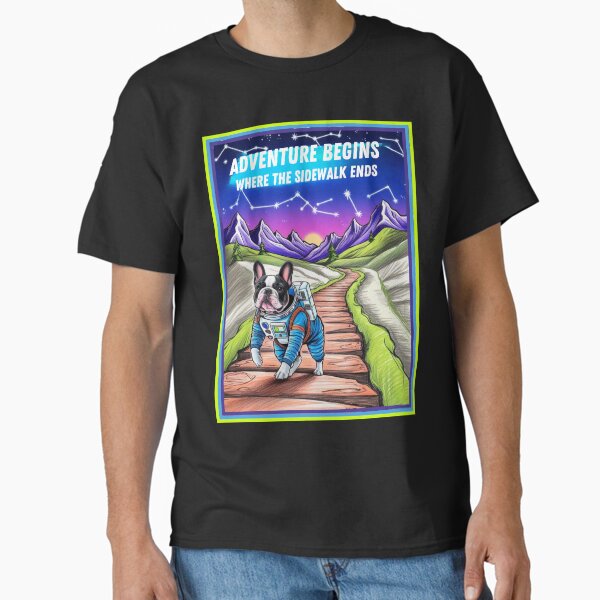 Cosmic Bulldog Hiker – Retro Astronaut Adventure Classic T-Shirt