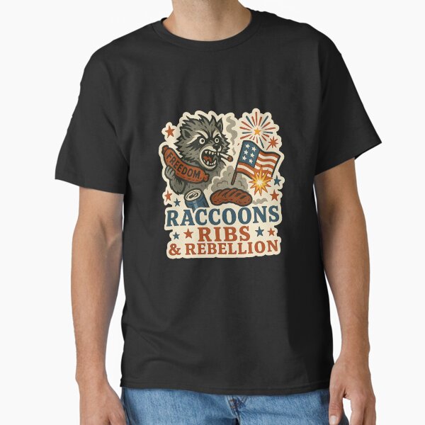 Raccoons Ribs and Rebellion Shirt – Funny 4th of July BBQ Patriot Tee Classic T-Shirt