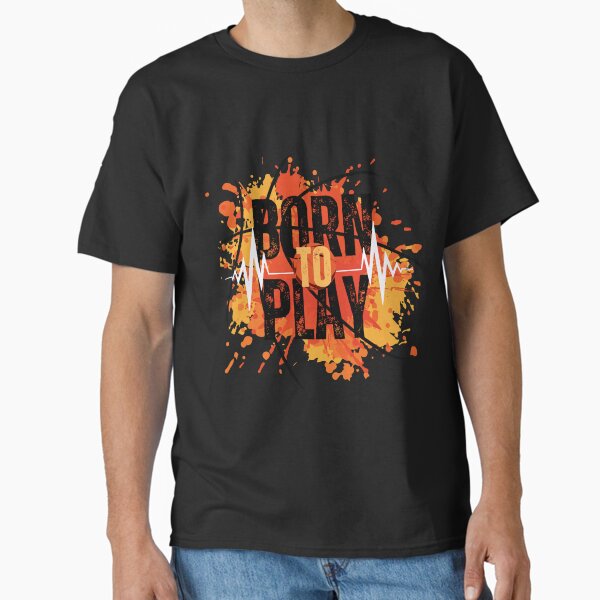 Born to Play – Bold Sports Design with Fire Splash & Heartbeat Line Classic T-Shirt