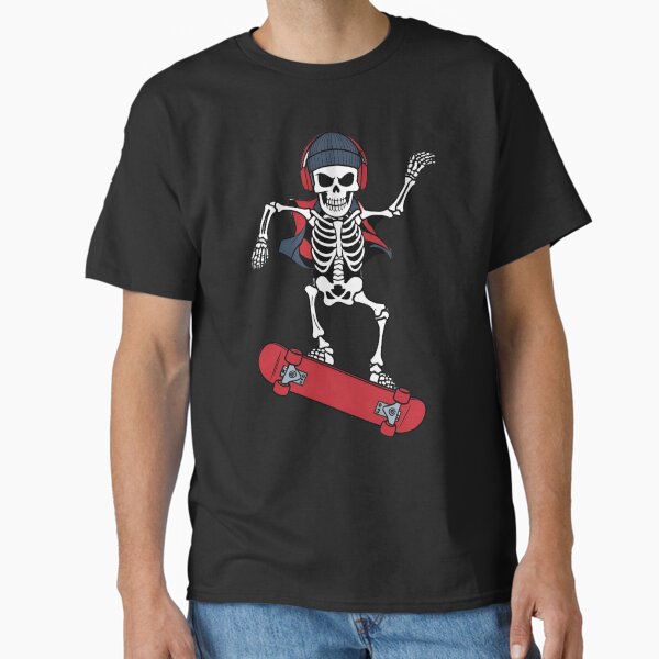 Skater Skeleton in Alleyway Classic T-Shirt