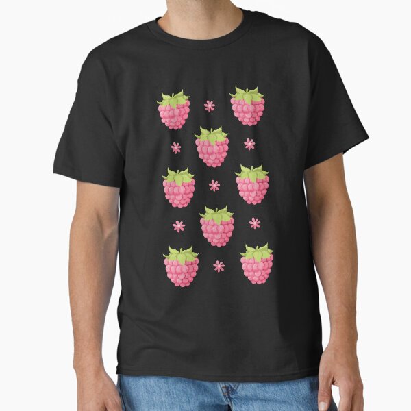 Pink raspberries flowers summer pattern Classic T-Shirt