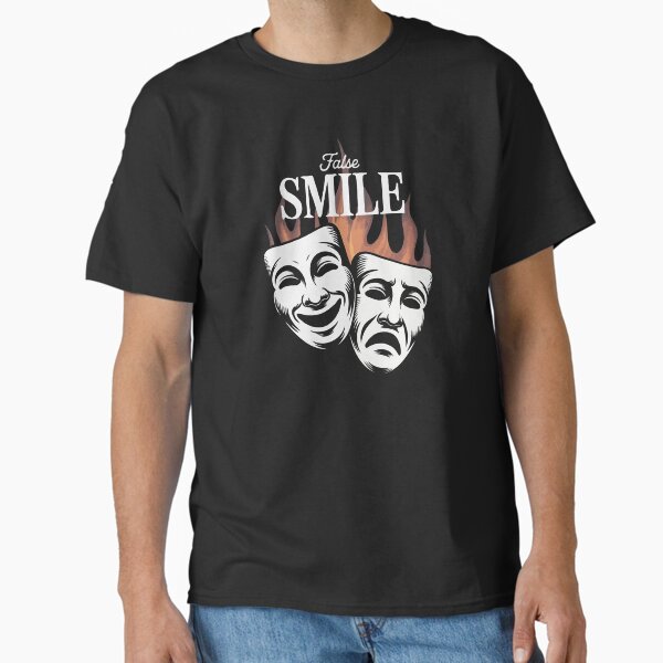 False Smile – Emotional Theater Mask Design | Dark Aesthetic Mental Health Art Classic T-Shirt