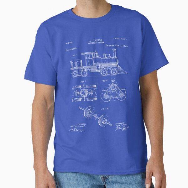 Train Locomotive Patent - Steam Train Art - Blueprint Classic T-Shirt