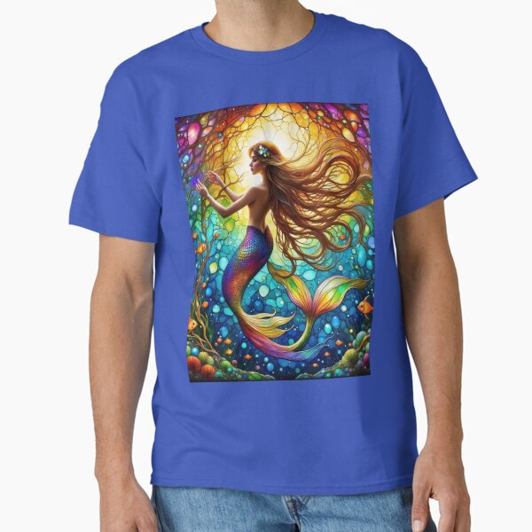 Stained Glass Ocean and Mermaid Classic T-Shirt