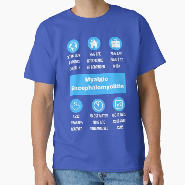 ME/CFS Awareness: Blue Myalgic Encephalomyelitis Statistics (white text) Classic T-Shirt