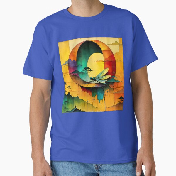 A Large Q in the sky with a Dragonfly and trees Classic T-Shirt
