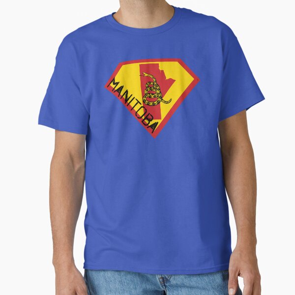 MANITOBAN  SHIELD - Freedom Is The Superpower -  Gadsden Snake Flag - Dont Tread On Me SUPERHERO MANITOBA spellout design Classic T-Shirt