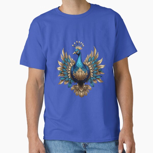 GOLDEN BLUE PEACOCK (#0000FF) Classic T-Shirt