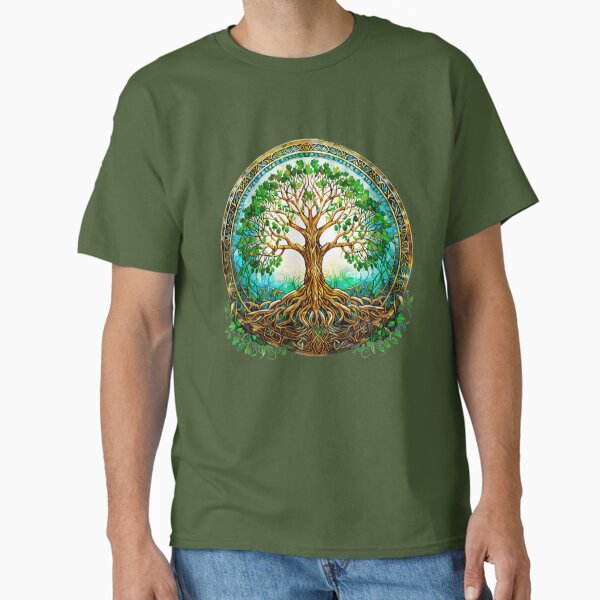 Celtic Tree of Life in Green and Brown Classic T-Shirt