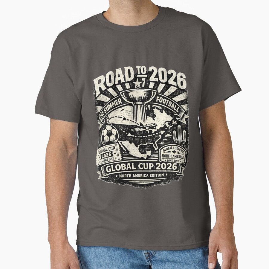 Global Cup 2026 North America Edition Vintage Football T-Shirt by AtomicThreadCo