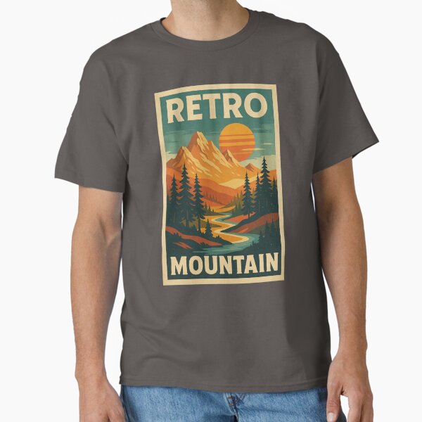 Vintage style mountain landscape Classic T-Shirt