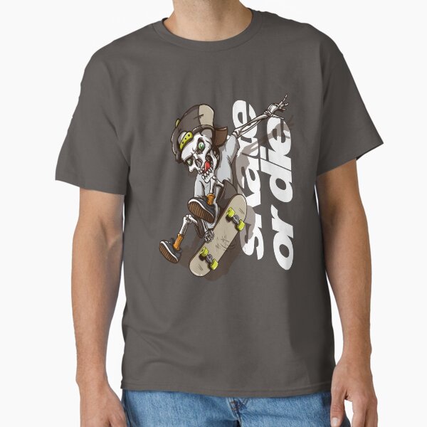 Cool Skeleton Riding Skateboard Cartoon Classic T-Shirt
