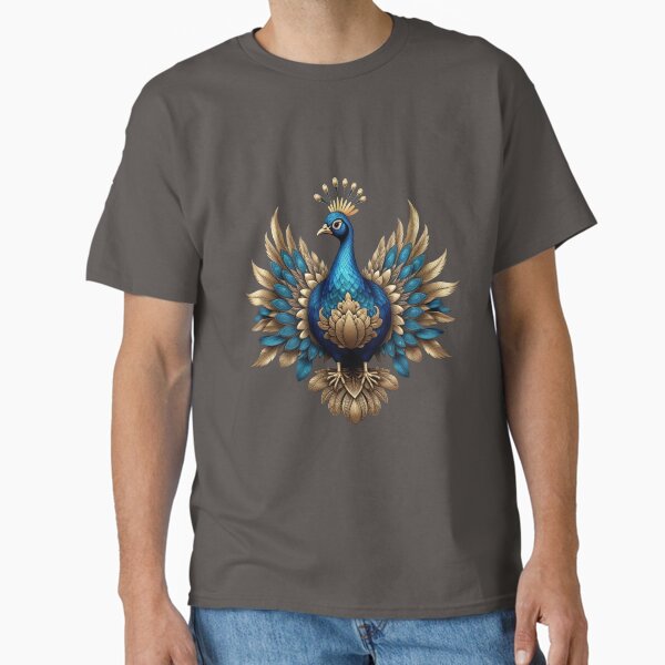 GOLDEN BLUE PEACOCK (#808080) Classic T-Shirt