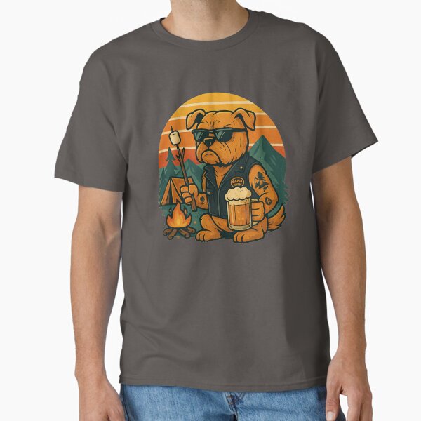 Camp Crew Dog – Funny Tough Dog Camping Design with Beer & Marshmallow Classic T-Shirt