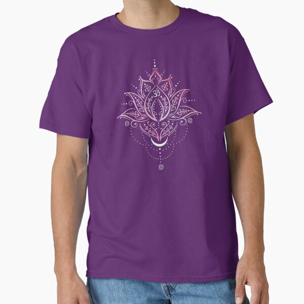 Lotus with Moon and Om Symbol. Yoga. Classic T-Shirt
