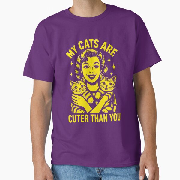 Retro Woman Holding Two Cute Cats Classic T-Shirt