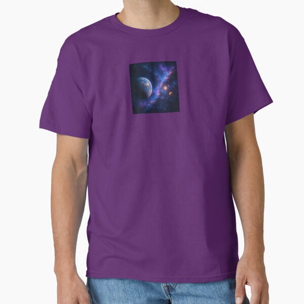 3D Cosmic Landscape – Vibrant Planets and Nebula in Deep Space Classic T-Shirt