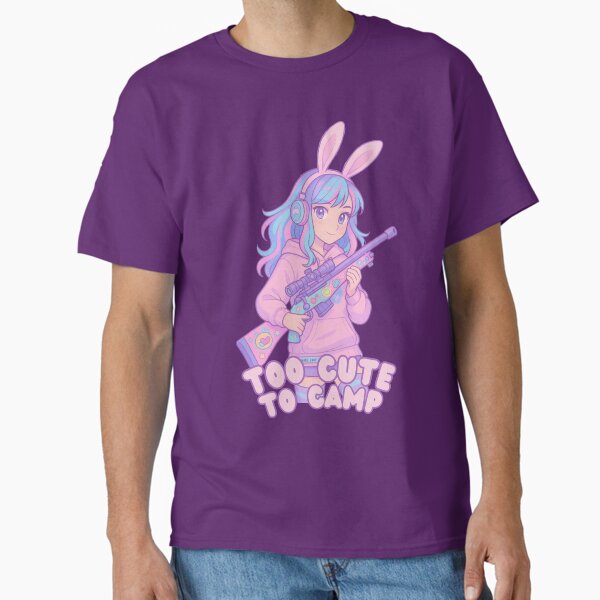 Too Cute to Camp – Pastel Sniper Girl with Bunny Ears Headphones Classic T-Shirt