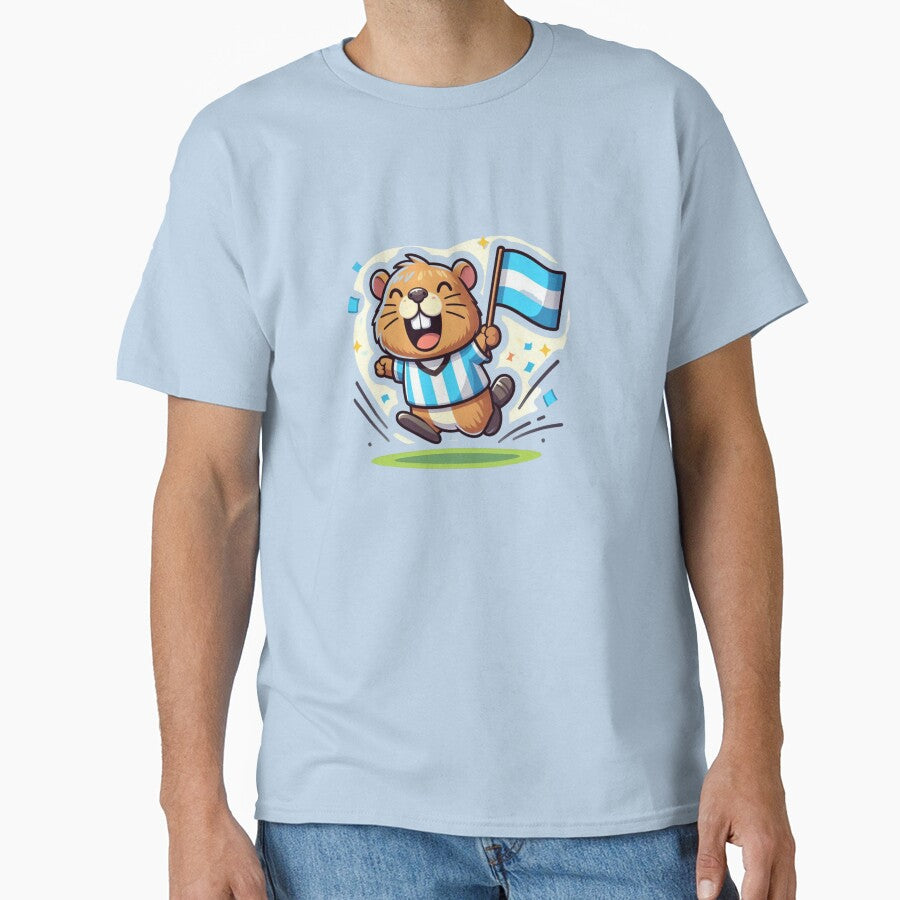 Cute Argentina Capybara Soccer Fan Sticker | Funny Football Supporter Animal Cartoon | Capybara Mascot Gift by gkhanco