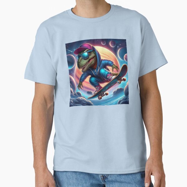a cute crocodile skateboarding in space Classic T-Shirt