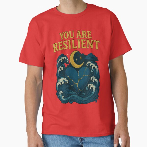 You Are Resilient – Kintsugi Heart Moon Wave Art Classic T-Shirt