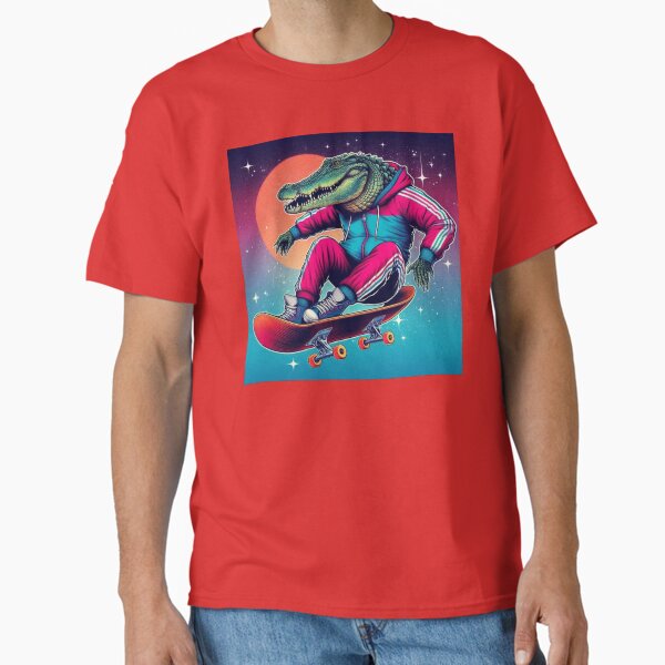 cute crocodile skateboarding Classic T-Shirt