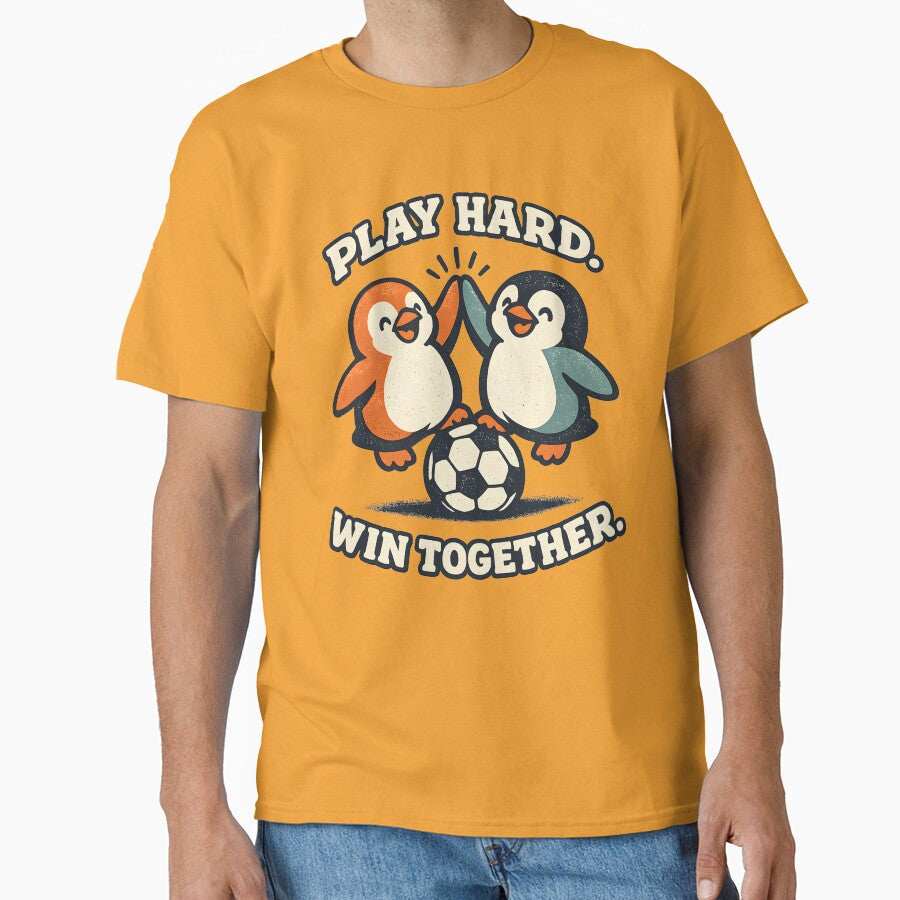 PLAY HARD. WIN TOGETHER. – Cute Penguins Soccer Friendship Mascot Illustration by  Artistry in Motion by MADsrecreation