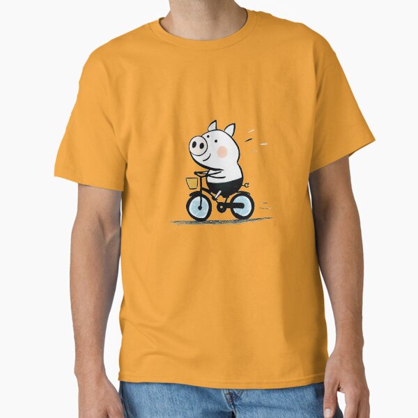 Cheerful Pig on a Bicycle Classic T-Shirt