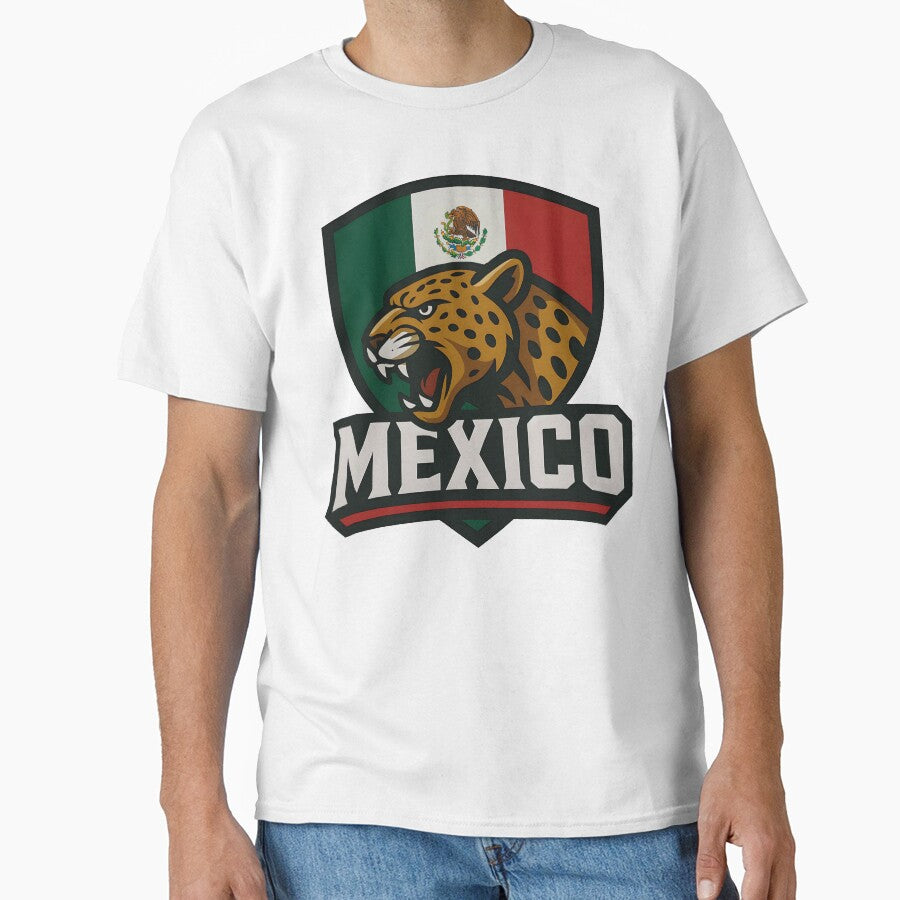 Mexico Jaguar Sports Logo T-Shirt – Mexican Flag Emblem | 2026 World Cup Fan by legendaryskins