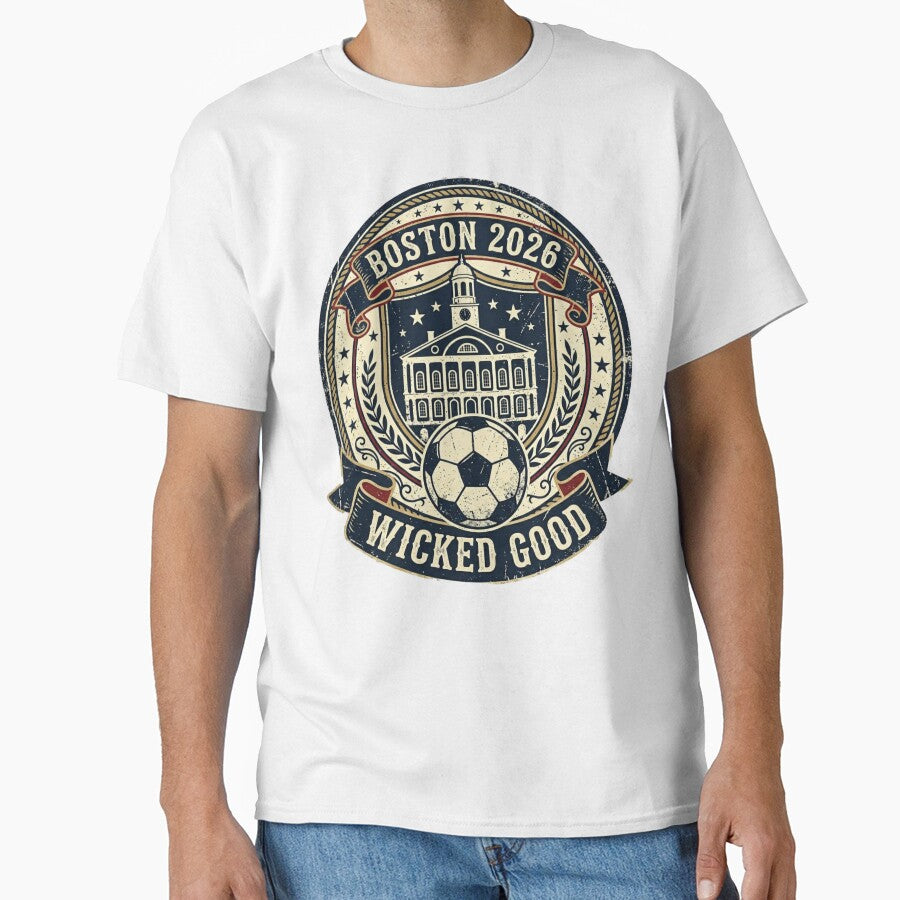 Boston 2026 World Cup Host City Vintage Football Badge — Wicked Good Soccer Crest by BrickByDream