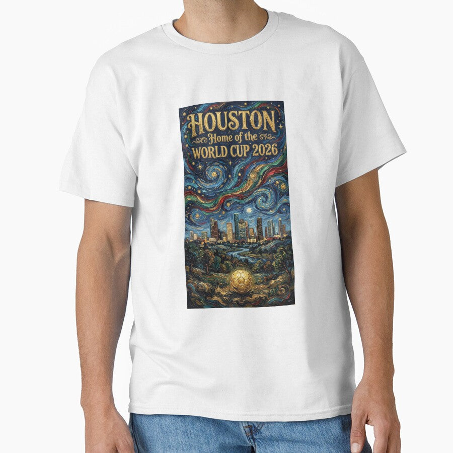 Houston Starry Night Skyline World Cup 2026 Soccer Poster — Van Gogh Fine Art Print by BrickByDream