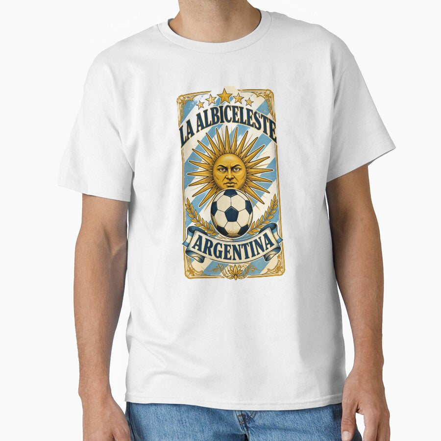 Argentina Soccer Sun - La Albiceleste Vintage  Champions Football Fan T-Shirt by 18-30
