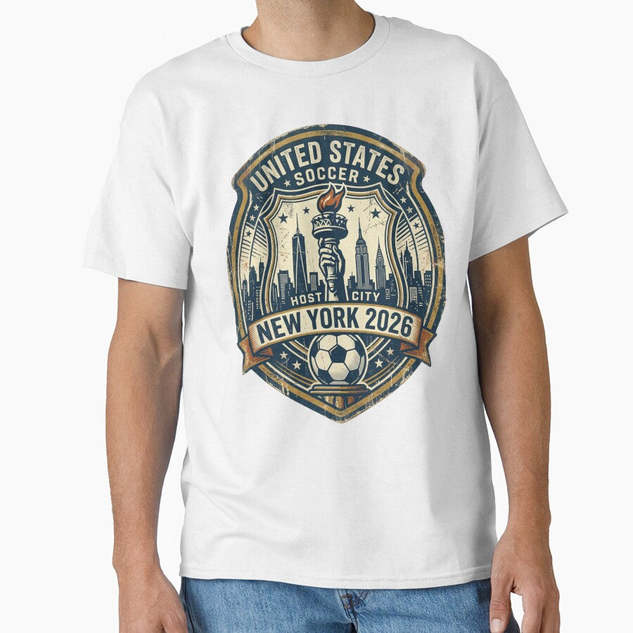 New York 2026 World Cup Host City Vintage Football Badge — Statue of Liberty Soccer Crest by BrickByDream