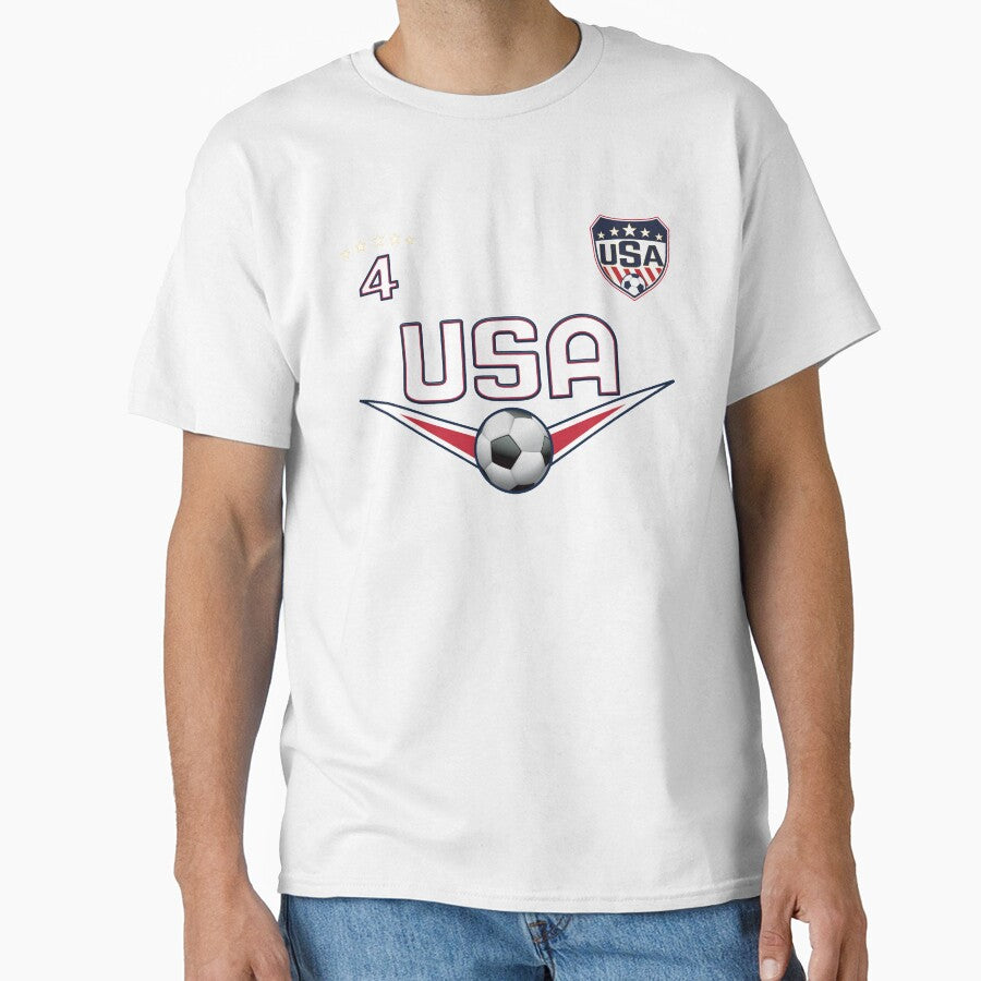 USA Soccer T shirt with Number 4 by fermo