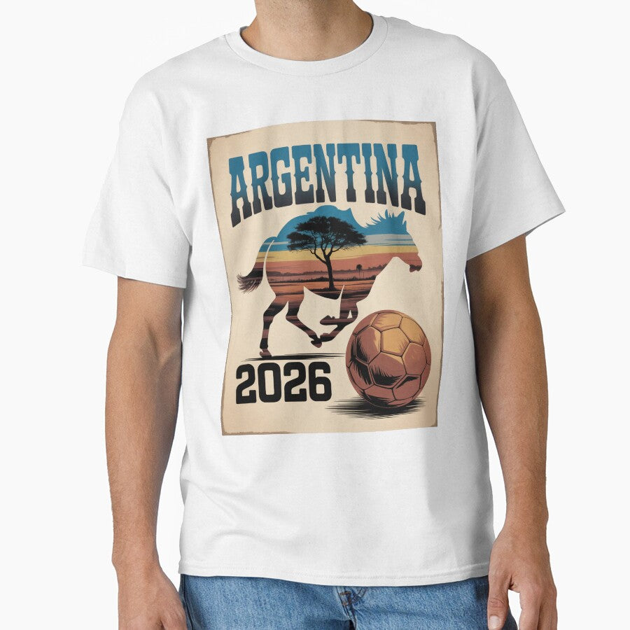 Argentina World Cup 2026 Gaucho Pampas Vintage Football Poster - Argentine Western Soccer Fan Design by SofDelAtlas