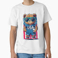 Cute Bear From USA Playing Football by JurenArt