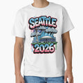 Seattle 2026  Space Needle Stadium Skyline T-Shirt V5 by DarylWelsh2024