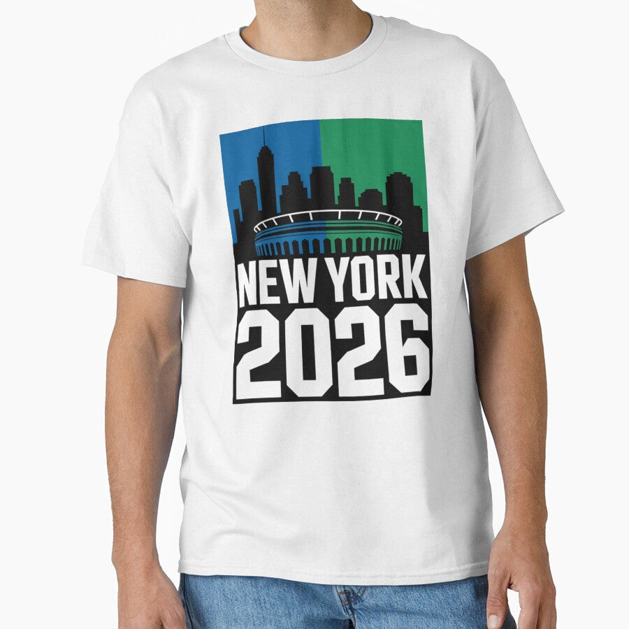 New York 2026 MetLife Stadium Skyline T-Shirt V2 by DarylWelsh2024