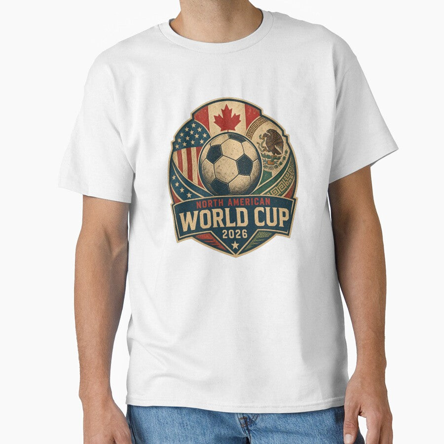 Vintage 2026 World Cup North America Football Emblem Tee by Ahmed Nedji