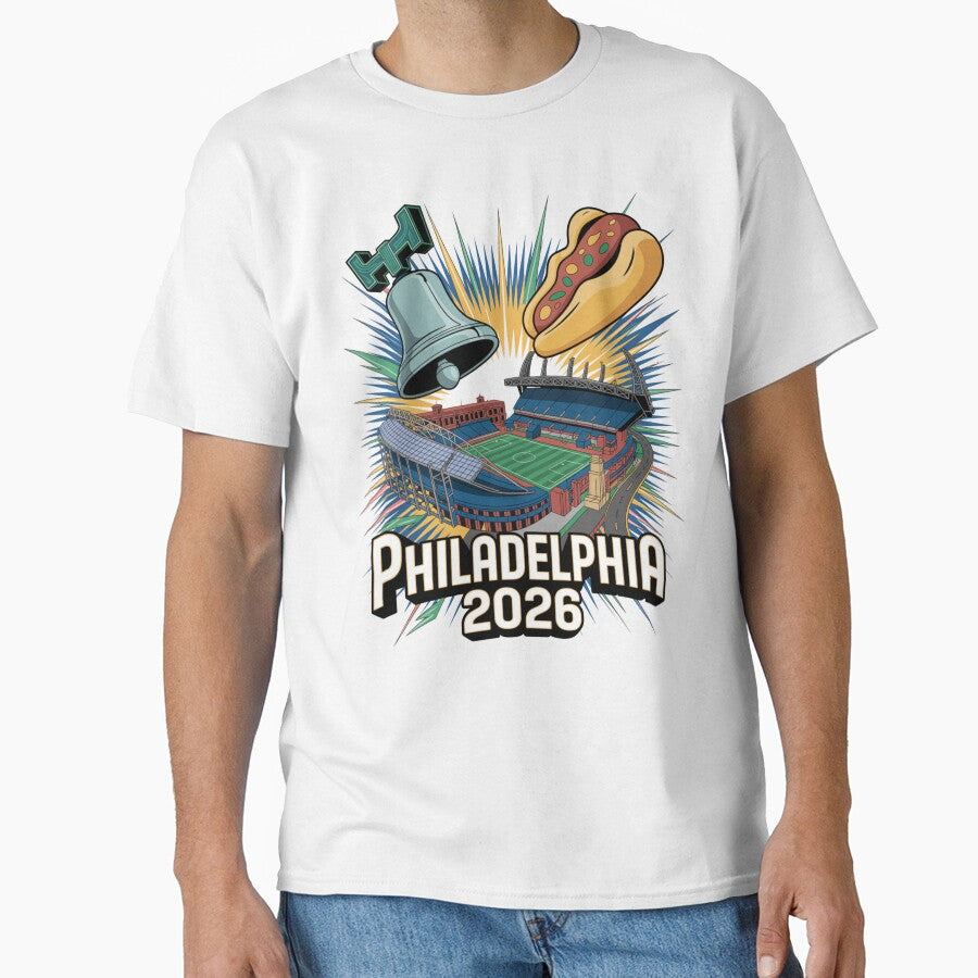 Philadelphia 2026 Liberty Bell Stadium Cheesesteak T-Shirt V9 by DarylWelsh2024