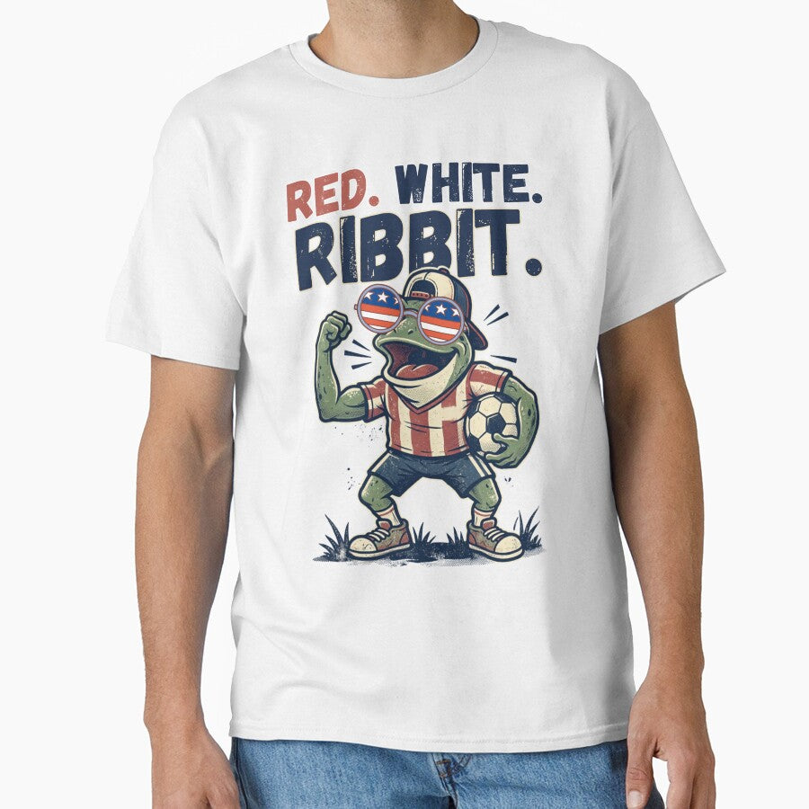 Red White Ribbit USA Soccer Funny Frog Fan by Majnon8bp