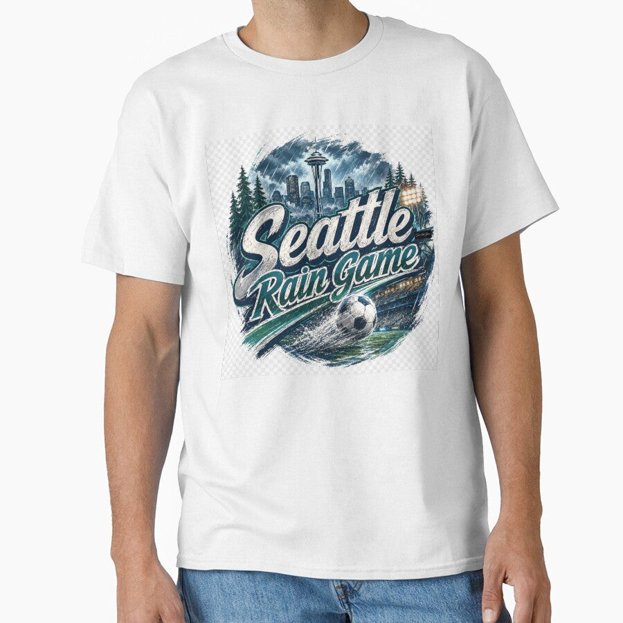 Seattle Rain Game – Retro Soccer Fan Design by MySheetMusicArt
