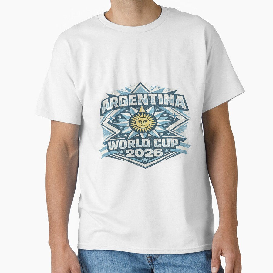 Argentina World Cup 2026 Vintage Sun of May Retro Football Fan T-Shirt by ArthUpscale
