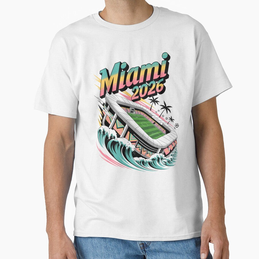 Miami 2026 Ocean Wave Football T-Shirt V17 by DarylWelsh2024