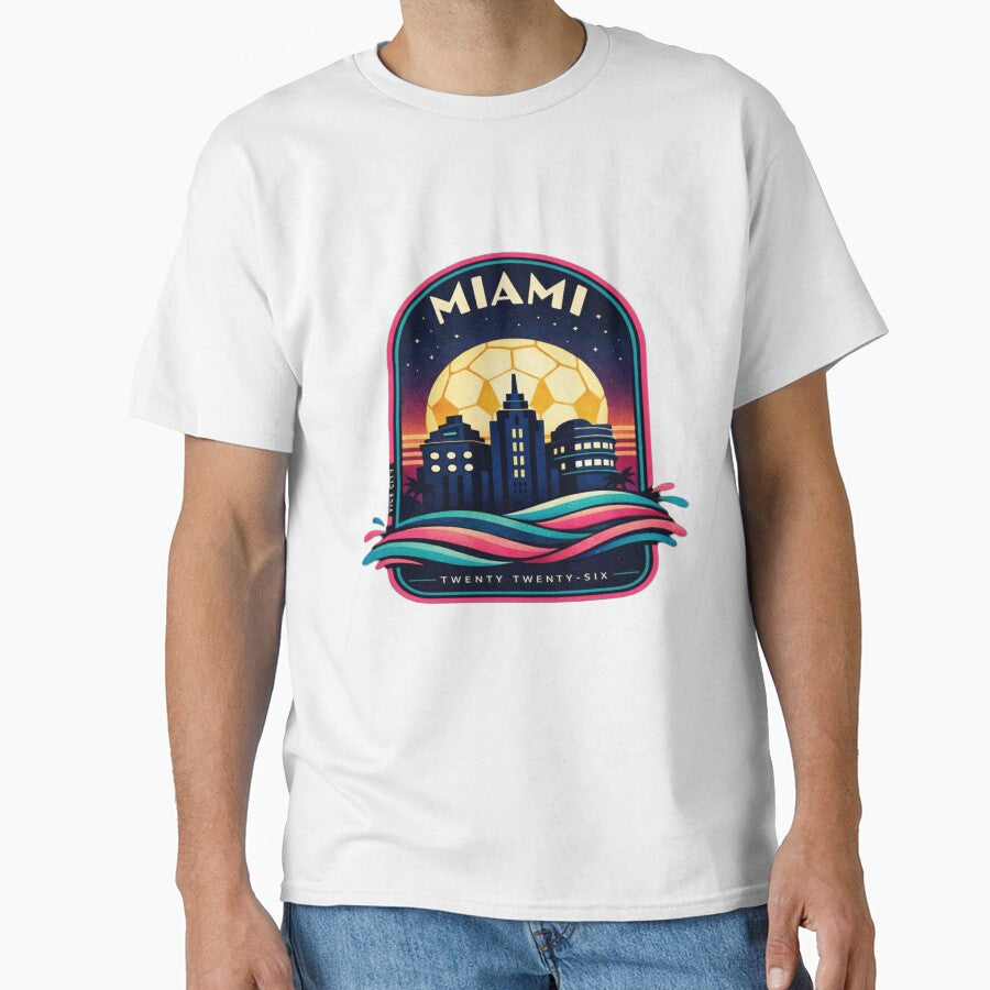 Copy of Miami Vice 2026 - Art Deco Soccer Sunset T-Shirt by RDcollections