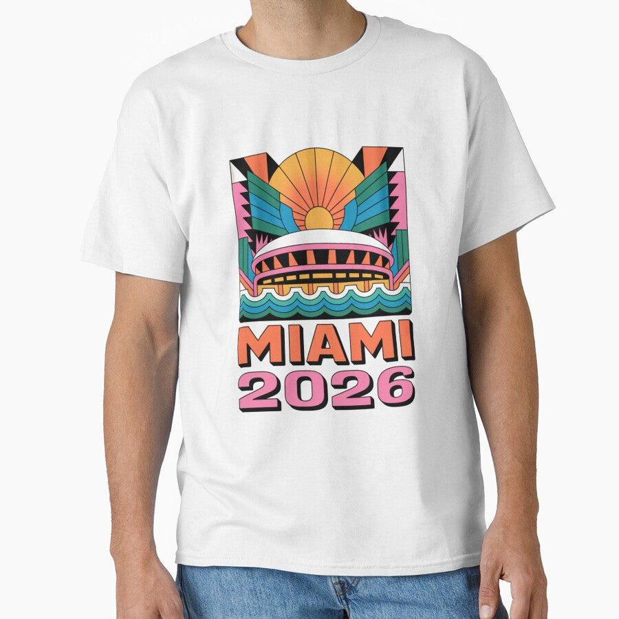 Miami 2026 Ocean Wave Football T-Shirt V5 by DarylWelsh2024
